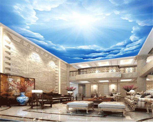 Papéis de parede personalizados 3D Wallpaper Mural Blue Sky White Clouds Beautiful Home Decor Room Raso Zenith HD