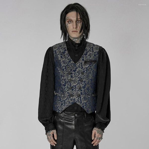 Herren Westen PUNKRAVE Weste Wunderschöne Goth Gothic Einfache Jacquard Stoff 3D Effekt Muster Paert Dinner Weste