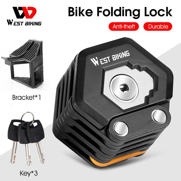 Bicicletas trava de bicicleta de bicicleta de bicicleta West Locada de aço de aço Lock de segurança forte Anti-roubo de suporte Hamburgo Bike Accessories Folding Lock 230508