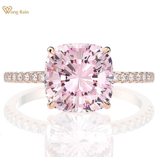 Solitaire Ring Wong Rain 100% 925 Prata de esterlina criou Sapphire Gemstone noivado de casamento Rose Rose Gold Jewelry Fine Chinete 230508