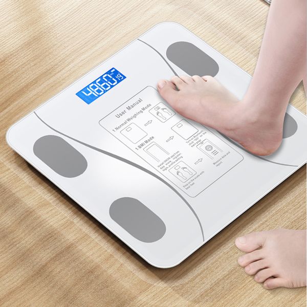 Escalas de peso corporal Bluetooth Smart Body Scale Banheiro Escalas de banheiro BMI Escala de peso corporal LED LED Eletrônico Digital Pesação Escala Composição do corpo Analisador 230508