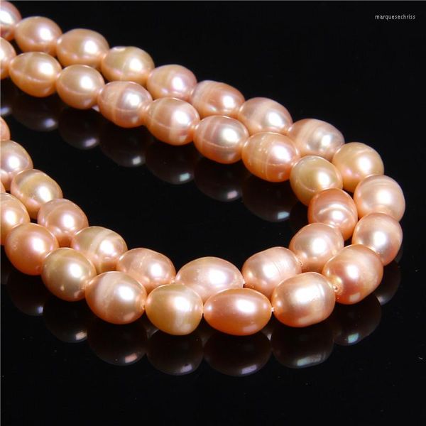 Perline 9-10mm Perla d'acqua dolce naturale Forma ovale lucidata Pugno allentato per creazione di gioielli Bracciale fai da te Collana 14