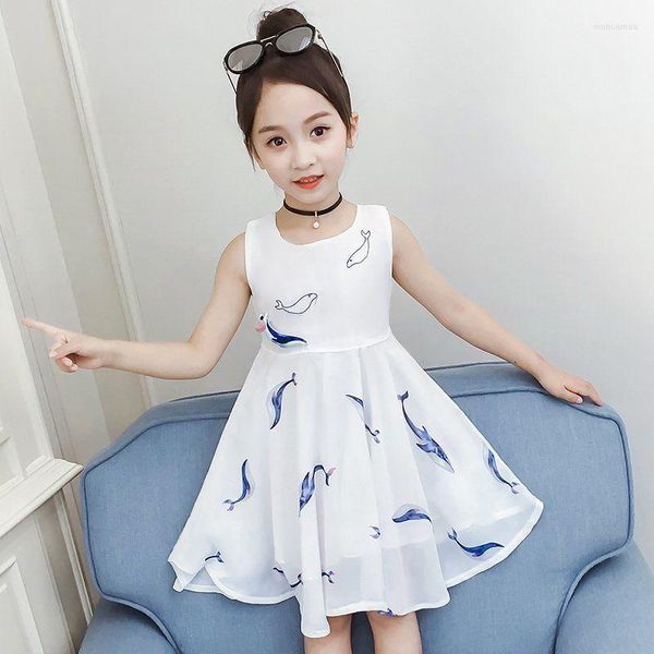 Abiti da ragazza vestito estivo per la moda piccola moda chiffon bambino principessa fresca vestiti per bambini traspiranti 12 anni