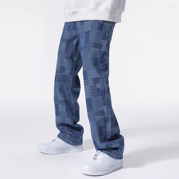 Jeans da uomo 2023 Arrivi Primavera Streetwear Uomo Baggy Retro Trend Moda Jacquard Gamba larga Denim Hip Hop Cargo Jean Pantaloni