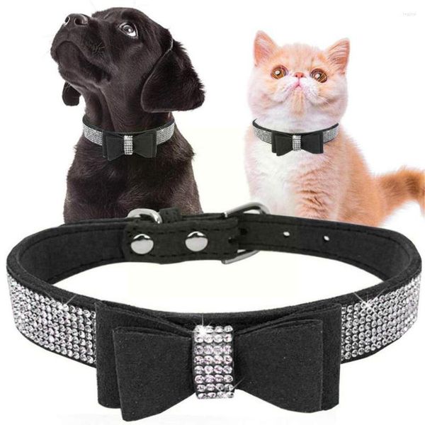 Köpek yaka bling rhinestone deri kedi yaka ışıltılı kristal elmaslar küçük orta büyük köpekler için çivili