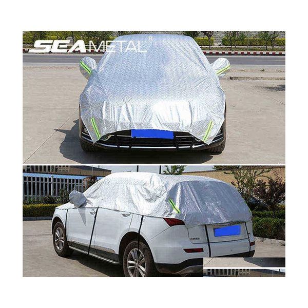 Capas de carros e meio er sunsn ao ar livre reflexo filme de alumínio neve à prova d'água para sedan hatchback SUV Drop Delivery Mobiles moto dhtxz