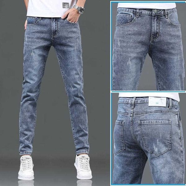 Jeans masculinos Spring Autumn Slim Blue Jeans Cowboy barato Lavagem coreana Teenagers Teenagers Luxury Hip Hop Fashion Fashion Skinny Troushers Z0508