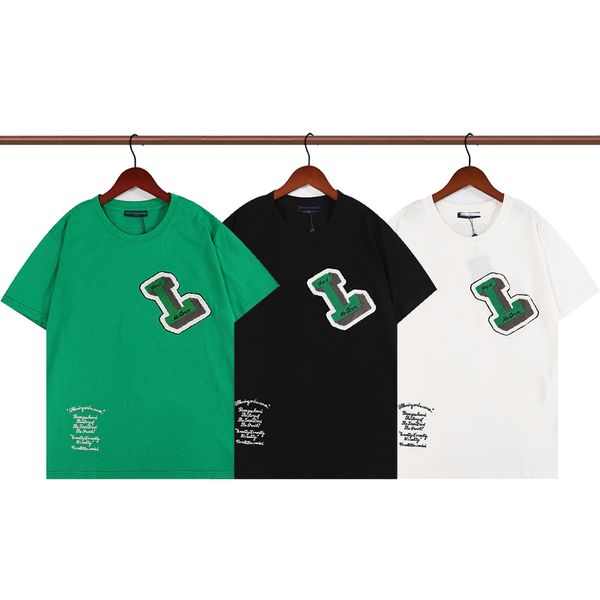 Summer paris camisetas masculinas de grife camiseta de luxo com letras flocadas camiseta clássica moda verde feminina manga curta camiseta de algodão casual tops