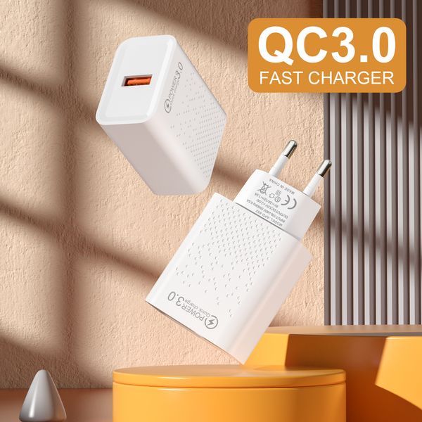 QC 3.0 USB Charger Eu/US Plug для iPhone 14 Pro Max Xiaomi 12 Samsung Portable Wall Mobile Phole Зарядное устройство быстрое зарядное устройство