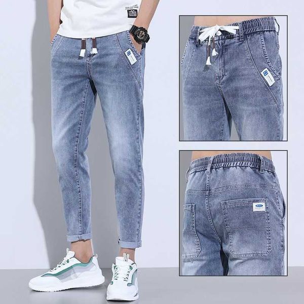 Jeans masculinos Summer String Baggy Blue Namorado Harajuku Casual Hip Hop Cargo Male Jenim Estilista Estilista Jogger Cowboy Haren Jeans Calça Z0508