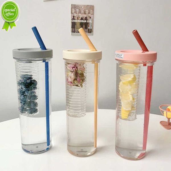 Frutas de criatividade Filtrar garrafa de água com palha de plástico de água ao ar livre Copo escolar garrafa de água Viajar Sport Drinkware Juice Cup