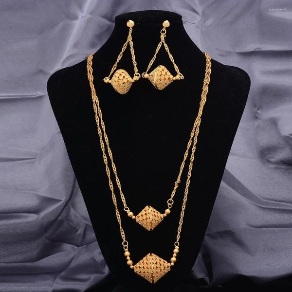 Halskette Ohrringe Set Selling Dubai Goldfarbe für Frauen Mädchen Bridel Hochzeit afrikanischen / Äthiopien / eritreischen Schmuck