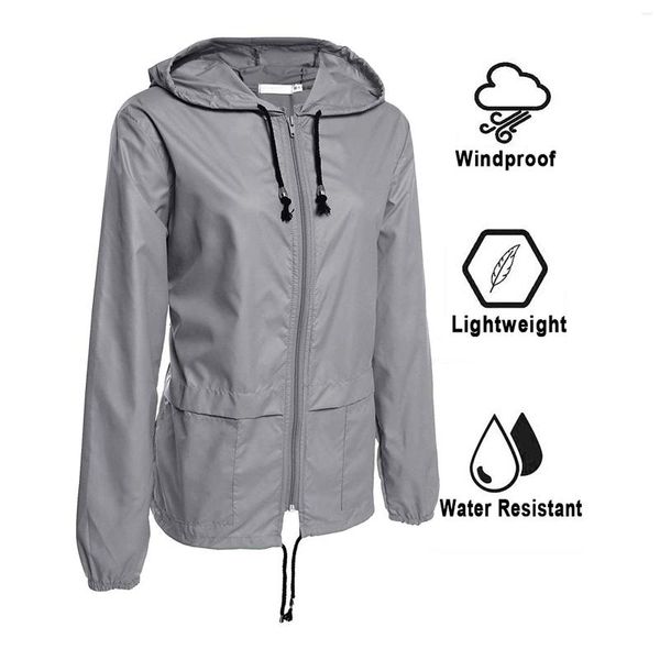 Женские куртки упаковывают дождевую куртку на открытом воздухе с капюшоном с регулируемым шнуркой прохладной женской траншеи водонепроницаемое молнию xxl 2023