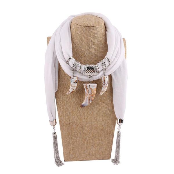Подвесные ожерелья подвески шифоновый шарф женщина/дама моды винтаж имитационный шаблон слоновой кости.