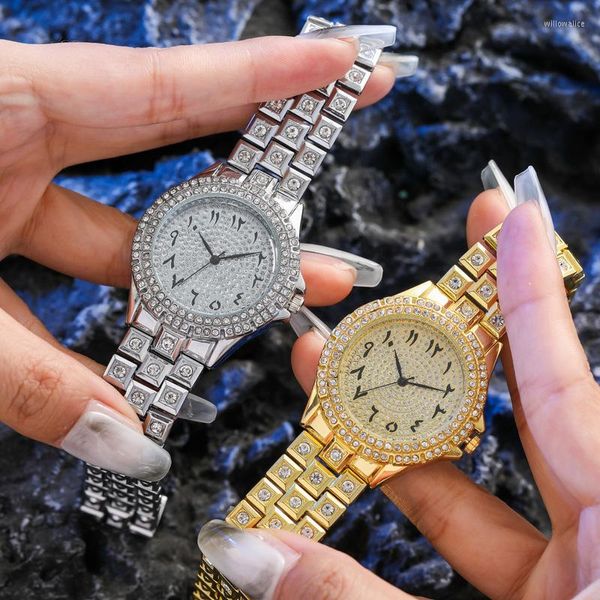 Orologi da polso Luxury Fashion Trend Watch Gypsophila Steel Band Women's Digital Student Diamond Reloj De Mujer