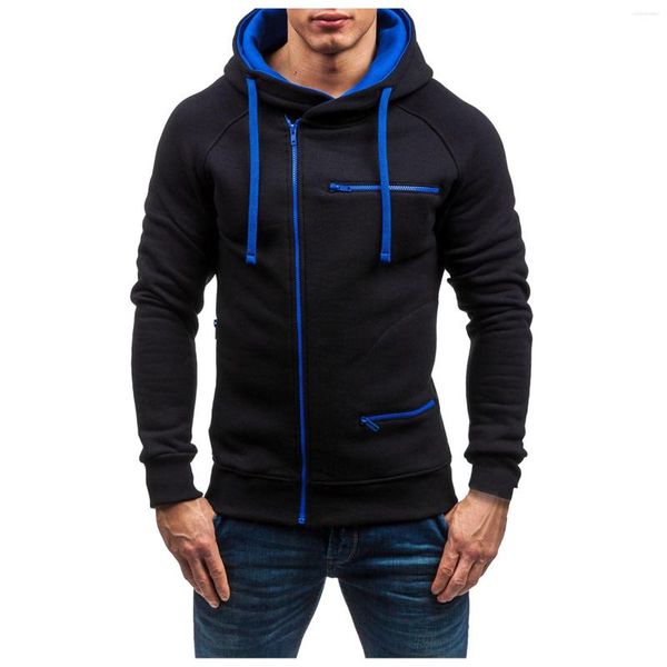 Giacche da uomo Uomo Casual autunno e inverno con cappuccio con coulisse cerniera manica lunga tasca cappotto giacca sottile per lavoro a casa