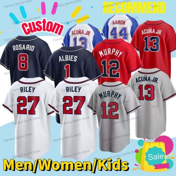 Ronald Acuna Jr. Jersey 12 Sean Murphy Beyzbol Parçalayıcı Jones Joe Jimenez Ozzie Albies Eddie Rosario Fried Harris II Özel Beyzbol Formaları Dikişli