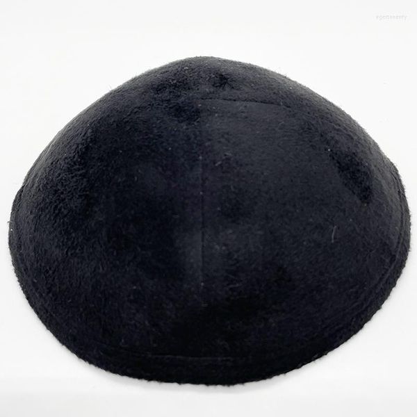 Berretti in pelle scamosciata nera Kippah Yarmulke Berretto ebraico ebraico Judaica con clip 18 cm (7 pollici)