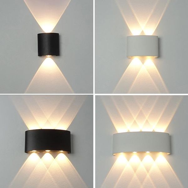 Lampade da parete per esterni 2W 4W 6W 8W Lampada a LED IP65Luce impermeabile in alluminio Portico/Giardino/Recinzione Indoor Modern Nordic Sconce 85-265V