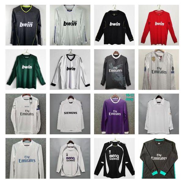 2010 2011 2012 2013 2014 2015 REAL Madrids Retro Football Jerseys GUTI Ramos 2016 2018 10 11 12 13 14 15 16 RONALDO ZIDANE 17 18 2005 2006 Classic Soccer shirt Manga longa