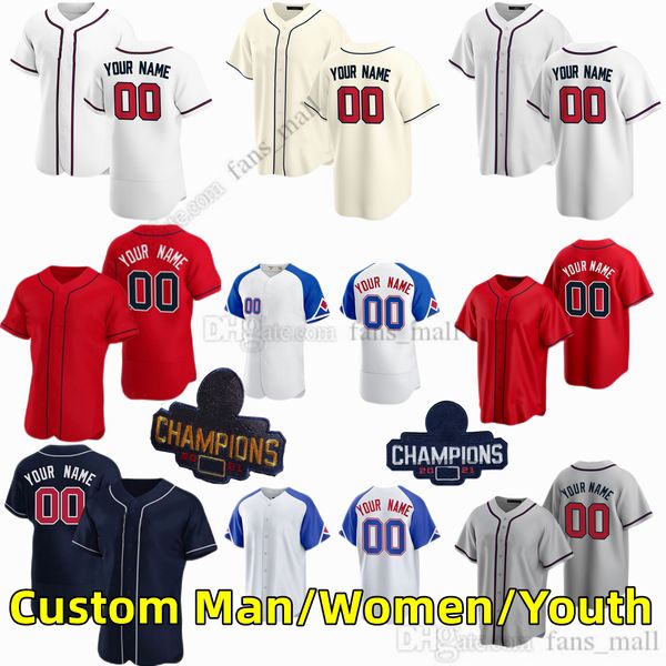 13 Рональд Акуна-младший S-6xl Custom Baseball Jersey Ozzie Albies Freddie Freeman 7dansby Swanson Victor Rosario Chipper Jones Deion Sanders Остин Райли Хэнк Аарон