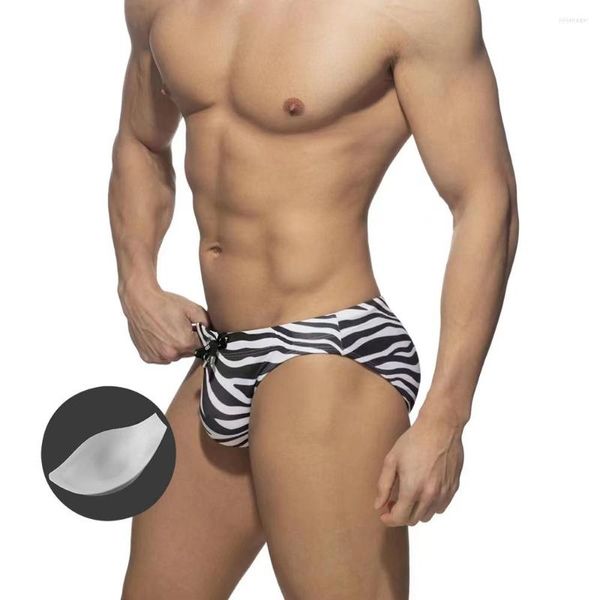 Moda de banho feminina zebra shorts de natação europeia Americana Moda Sexy Cantura Low Men com push pad pad Summer Beach Surf Bikinis