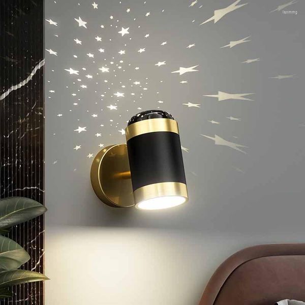 Lampada da parete 6W LED soffitto stile semplice rotazione pieghevole stella proiezione luce casa camera da letto soggiorno comodino luci