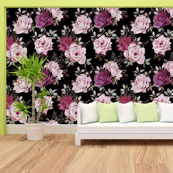 Papeles pintados personalizados 3d Peonía Paredes de flores Fondo Murales de contacto para salas de estar Chica Peel And Stick Home Decors Papel Pared