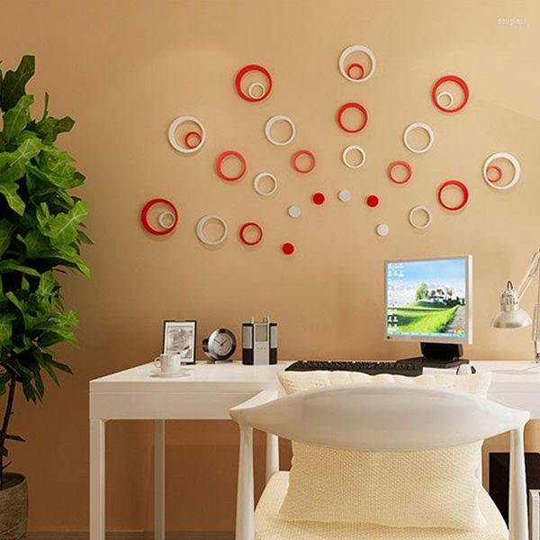 Wandaufkleber Tapete Aufkleber Acryl 5 Stück Wandkunst Kreative Kreise 3D Stereo Hintergrund Büro Diy