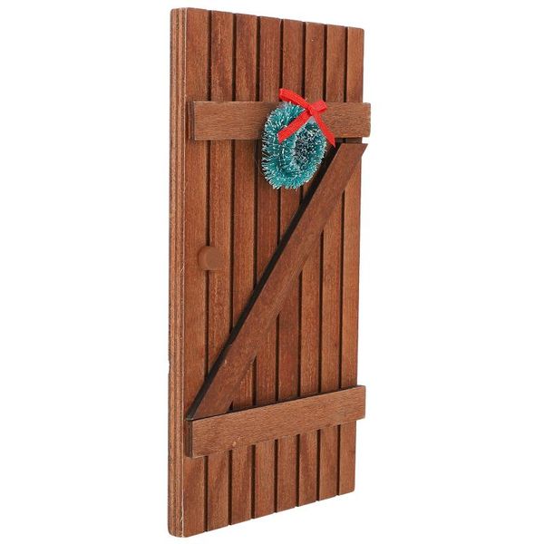 Decorazioni natalizie 1 pezzo Corona di legno Decorazione per porta Mini Mobili per la casa Ornamento Ornamento per bambola fai da te