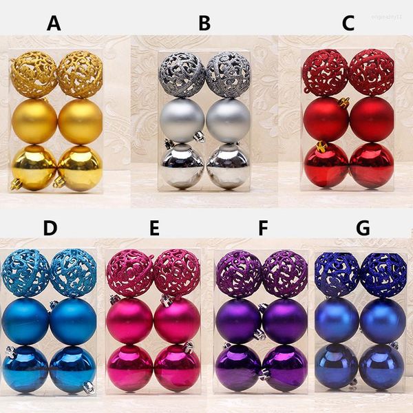 Decorações de Natal 6pcs/lote colorido bola de árvore oca pendurada decoração