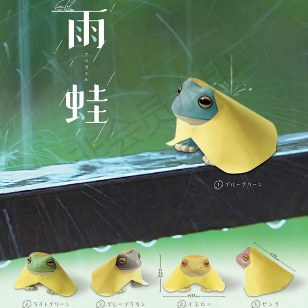 Blind Box Japão Original Cápsula Gashapon Toys Cute Kawaii Raincoat Rain Tree Frog Figuras 230506