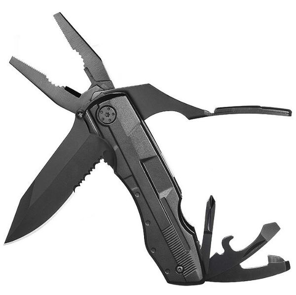 18 in 1 Folding Pilers Kit Multifunktionales Jagdmesser Tragbares Outdoor-Wander-Camping-Kombinationswerkzeug mit Schraubendreher Filer Knife Opener Gear
