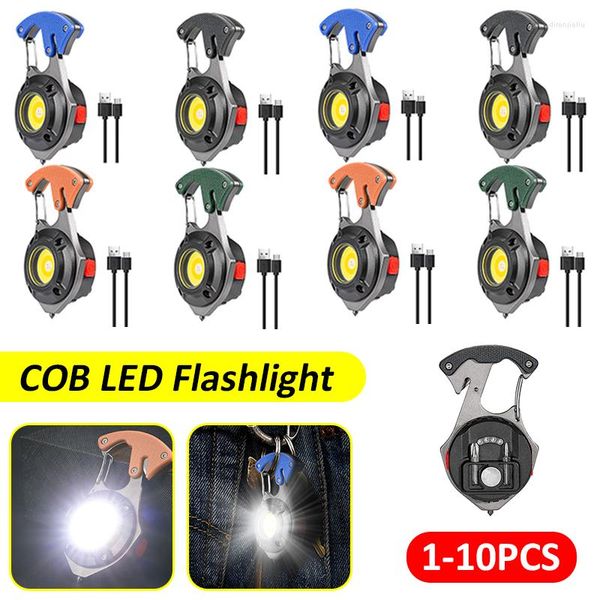 Taschenlampen Taschenlampen Mini-Arbeitslicht LED wiederaufladbare USB-Lampe zum Aufladen von Not-COB-Schlüsselbund-Campinglichtern mit Magnet