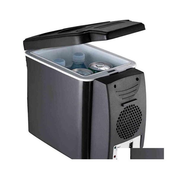 Автомобильный холодильник 6L Мини -холодильник охладитель теплый 12 В компрессор 220V Путешествие Портативная электрическая электрическая коробка с мороженым Zer Drop Mobiles Moto DHAW9