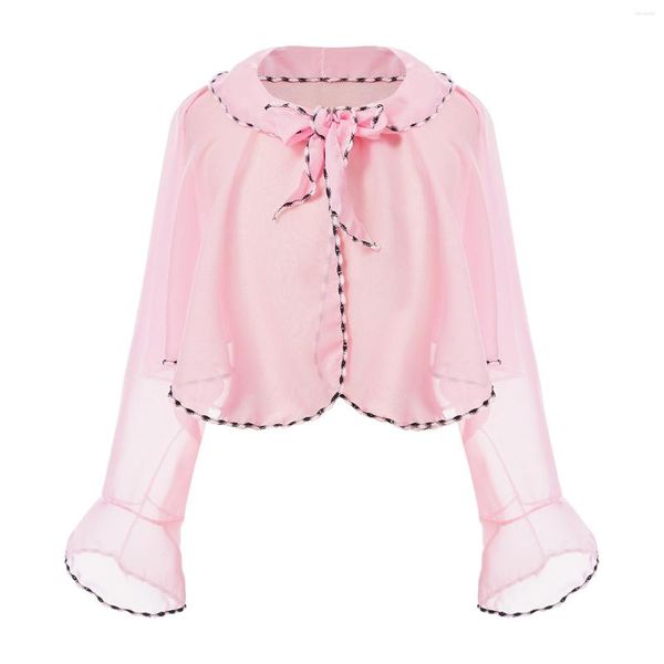 Schals Kind Mädchen Dünner Chiffon Shrug Schal Langarm Rüschen UV-Schutz Strickjacke für Strand ausgehende Sonnenschutz