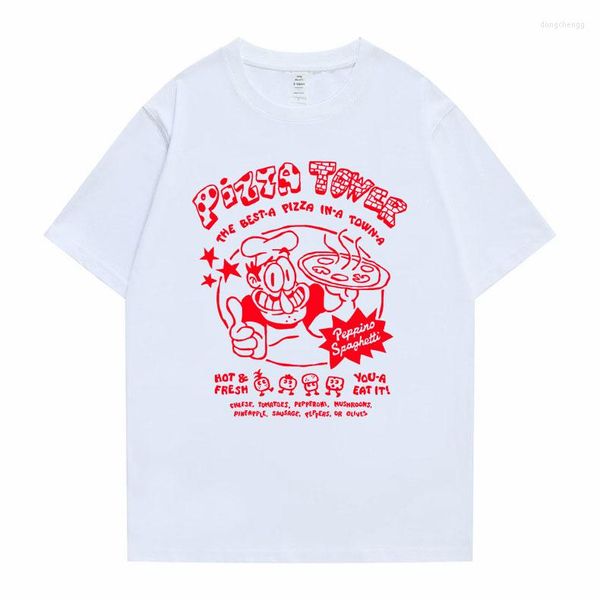 Magliette da uomo Pizza Tower Give A Thumbs-up Graphic Tshirt Manica corta Maschile in cotone T-shirt oversize Uomo Donna Hip Hop Moda Vintage
