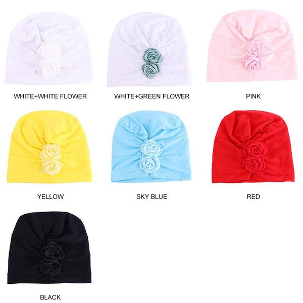 Mützen Beanie/Totenkopfmützen Kinder einfarbig Blumen Turban Mützen Baby Mädchen weich elastisch warm süß Kinderhauben