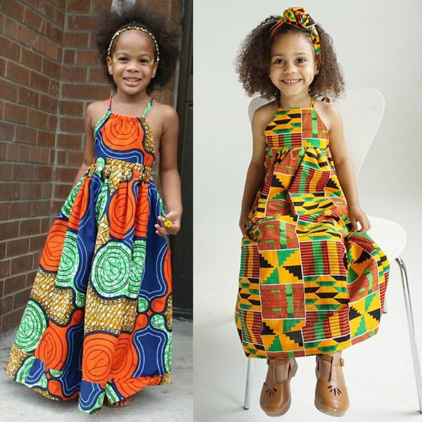 Mädchenkleider Kinder Mädchen Böhmisches Kleid Afrikanisches Traditionelles Ärmelloses Sommer Lässiges Strandkleid Rückenfreier Riemen Dashiki Röcke 1 6 Jahre 230508