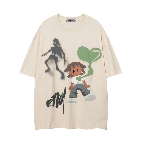 Японская футболка Harajuku Мужская уличная одежда Смешная аниме-мультипликационная футболка 2023 Мужчина футболка негабаритные топы Tees Hiphop