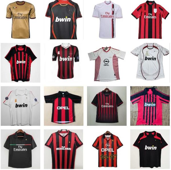 2002 2003 2014 Retro AC MILANS RONALDO Camisa de futebol 14 15 04 06 91 92 93 94 96 97 KAKA maillot antigo INZAGHI NESTA RONALDINHO Camisa de futebol mais antiga SHEVCHENKO