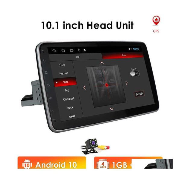 Araba Audio 1/2 Din O Mtimedia Player 10.1inch Touch SN Radyo Stereo Video GPS WiFi Android Mic USB Damla Teslim Mobilleri Motosiklet Dhwga