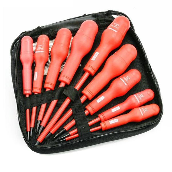 Chaves de fenda 9pcs Bit magnético Isoll Setwork Set Electrician CR-V 1000V HIGH HIGH TOLTAGE Hand Tools 230508