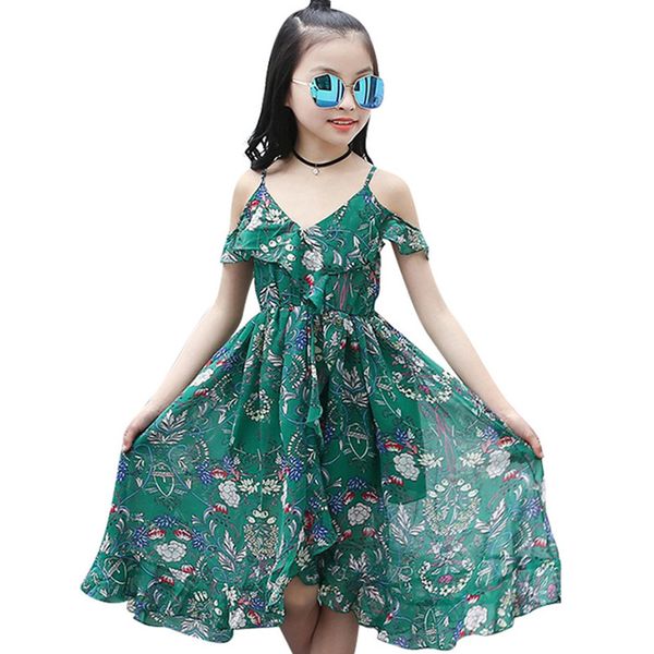 Vestidos de menina Aixinghao Girls Dress Bohemian Summer Dress for Girls Casual Girls Beach Sundress Crianças adolescentes Roupos adolescentes 6 8 10 12 Ano 230508