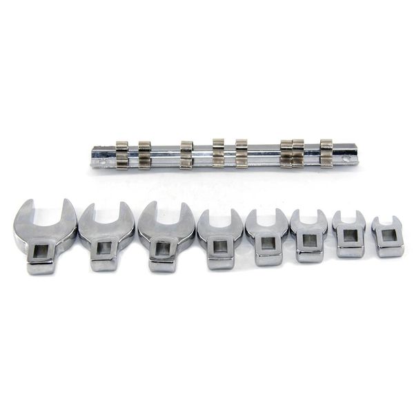 Moersleutel 8pcs 3/8 inç sürücü Crowfoot Anahtarı Seti 10 ila 22mm Metrik/SAE İmparatorluk Kaplama Kavrama Ayağı Açık Uç Açma Şenlik Fren Anahtarları