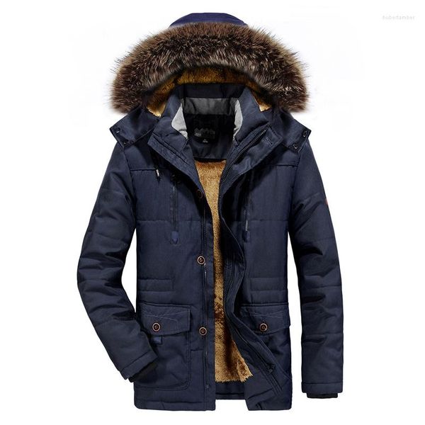 Masculino -15 graus Jaqueta de parkas de inverno Menas de moda com capuz com pele de peles quebra -vento