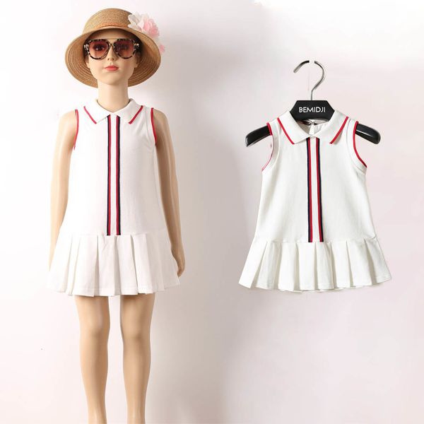 Vestidos de menina verão de 1 a 12 anos, estilo infantil, estilo de algodão branco cor de retalhos de retalhos de retalhos de arco de arco para crianças design de marca de meninas 230508