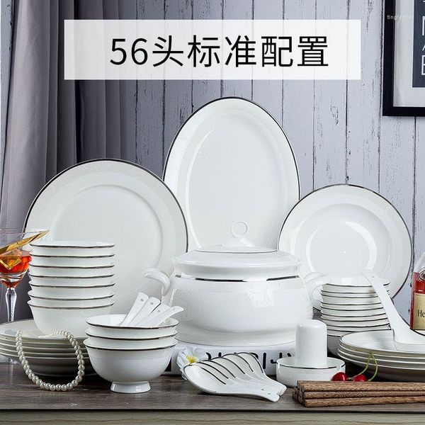 Dinnerware Sets Bone China Tableware European Housed Housed Jingdezhen Cerâmica Conjunto de porcelana simples Presente de porcelana