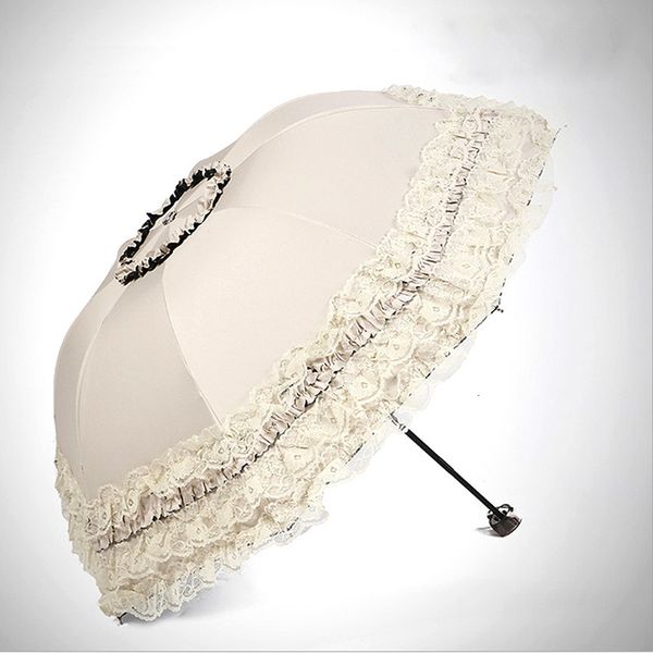 Ombrelli pizzo donne pioggia ombrello solare paraguas mujer nero parasolo pieghevole principessa decorazione di protezione UV 230508