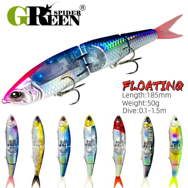 Приманки заманивает Greenspider 2023 Flash Flake Swimbaits 185 мм 50 г рыбалки с жестким телом плавающее соединение для бас -щуки 230508